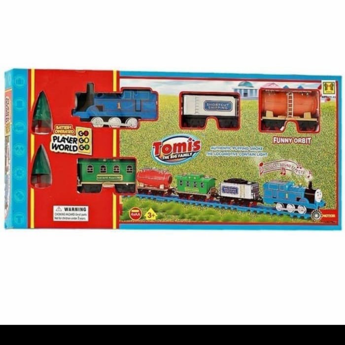 Mainan kereta api thomas asap  kereta api Tomis musik dan asap