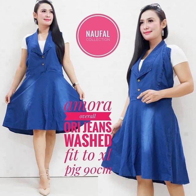 Rok Overal Pendek Amora  . Jumpsuit Pendek Jeans . Rok Overall Pendek Murah