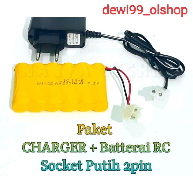 batre mobil mainan batre rakit 6 2000mh 7.2v + chargeran soket 2