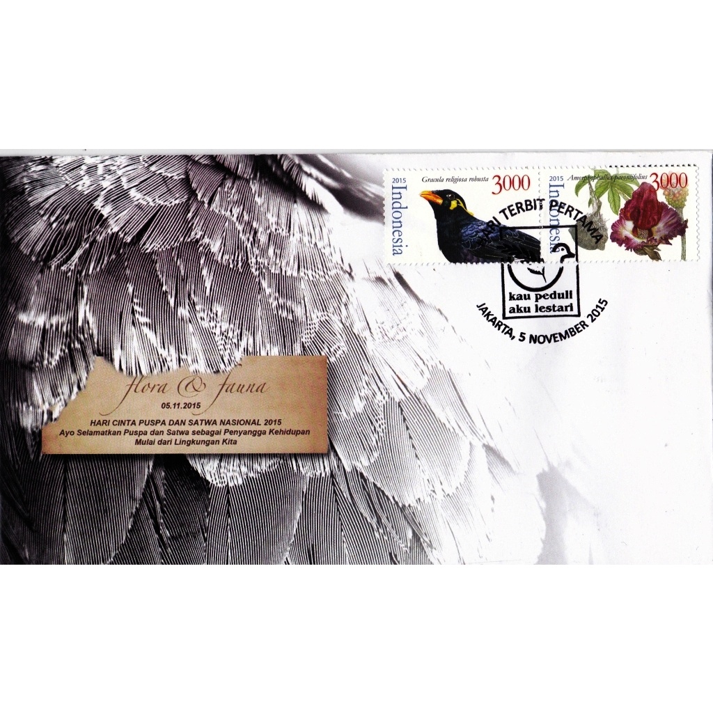 

Sampul Hari Pertama 2015 Perangko Burung Bunga Flora Fauna