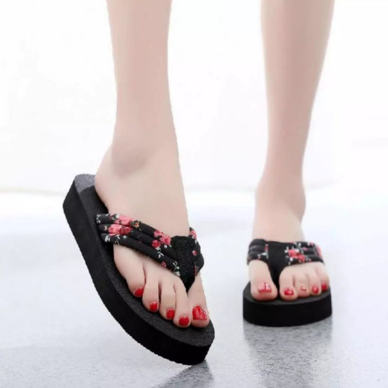 Sandal Jepit Wanita Katun Motif Bunga