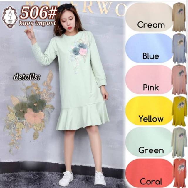 Midi dress/Tunik Kaos Bunga