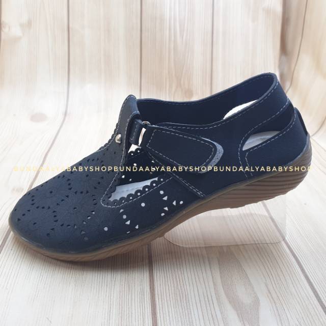 Sepatu Wanita Formal HITAM - Sepatu Dewasa - Sepatu Cewek - Sepatu Velcro - Sepatu Wanita Kerja