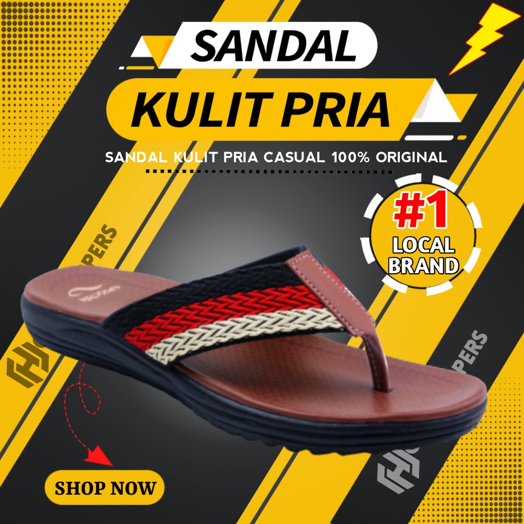 Sandal Jepit Kulit Pria Wanita Unisex Asli Original Hipzo CT 07 Import Kekinian Terbaru 2022 Sendal 