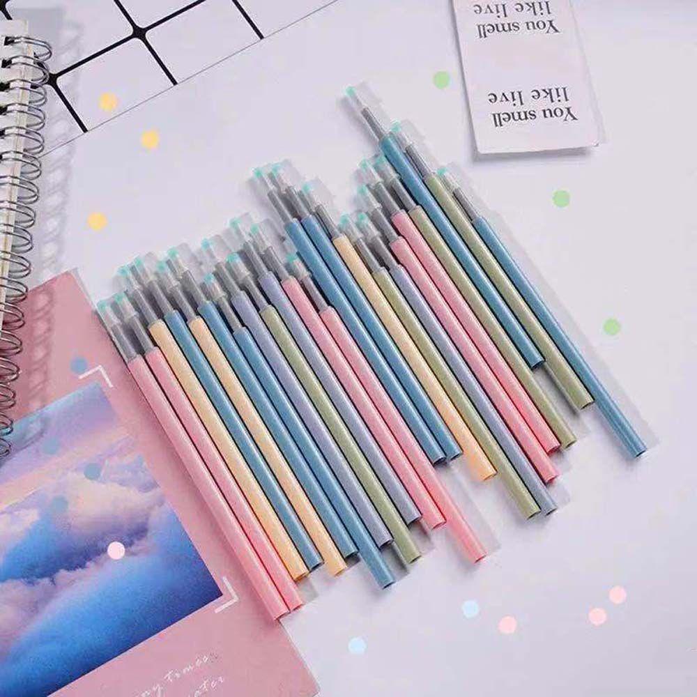 Lanfy Tekan Gel Pen Refill 0.5mm Perlengkapan Sekolah Kantor Siswa Alat Tulis Menulis Refill Pengganti