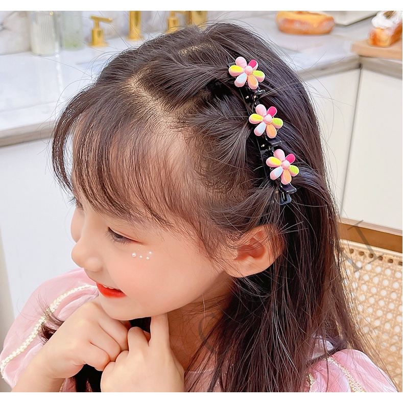 Ins Korean Kids Flower Headband Bangs Braided Hair Band Clip