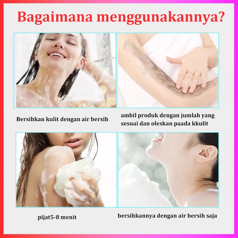 sabun pemutih badan permanen pemutih badan ampuh 7 hari 250ml lumpur vulkanik sabun mandi cair Melembabkan Mencerahkan kulit