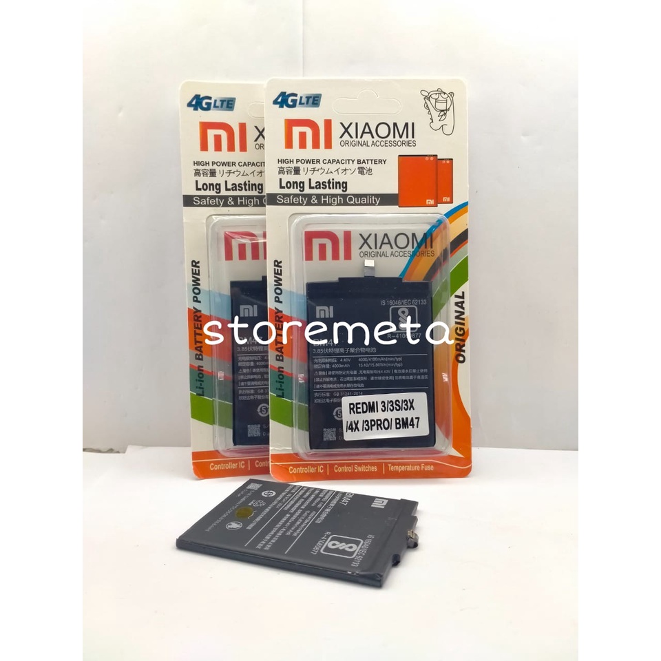 Baterai Original Battery Xiaomi BM-47/Xiaomi Redmi 3/Xiaomi Redmi 3X/Xiaomi 3 Pro/Xiaomi Redmi 4X Batre