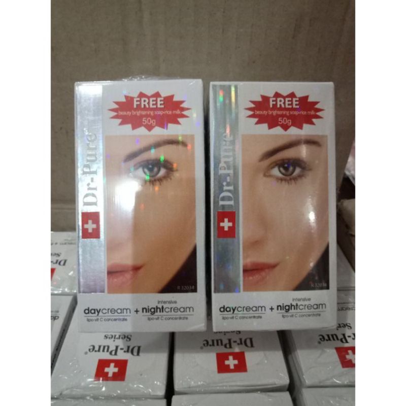 DR PURE PAKET CREAM SIANG MALAM FREE SABUN BPOM