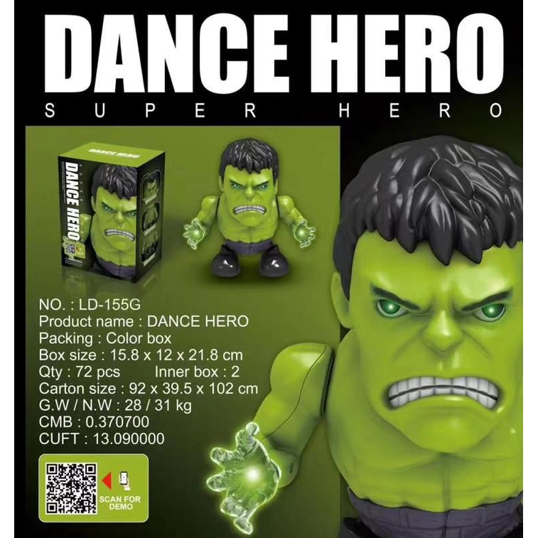 M153i Mainan Robot Dance Hero HULK With Music Joget Dancing LED Jumbo