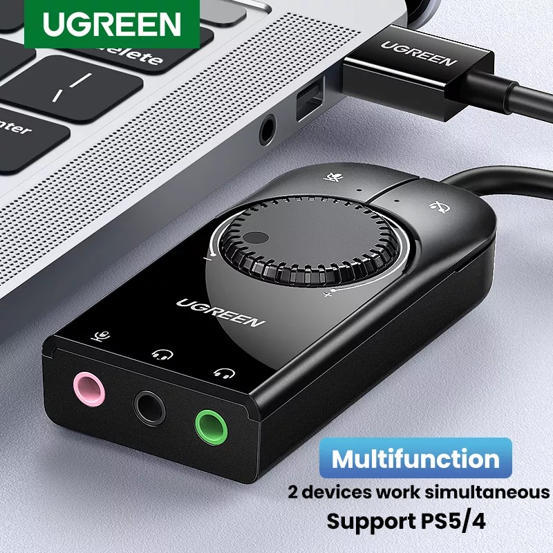 Ugreen Sound Card Eksternal USB Ke Jack Audio 3.5mm Untuk Earphone / Mikrofon