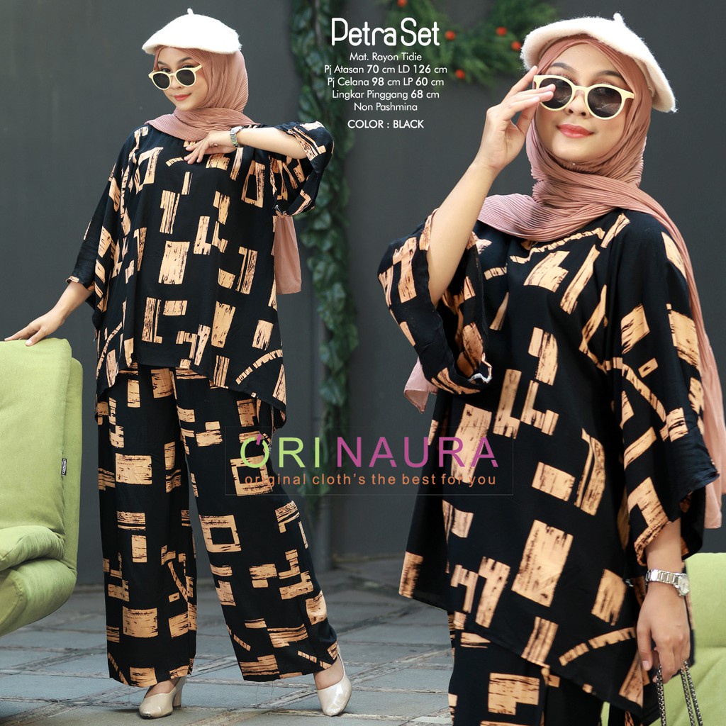 Petra Set Jumbo - One Set Jumbo Waka Waka  Setelan Wanita Rayon Premium Set Celana Panjang Tie Dye Kekinian LD 130 cm