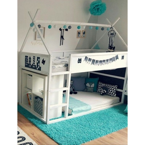 ranjang anak 2 tingkat minimalis finishing duco