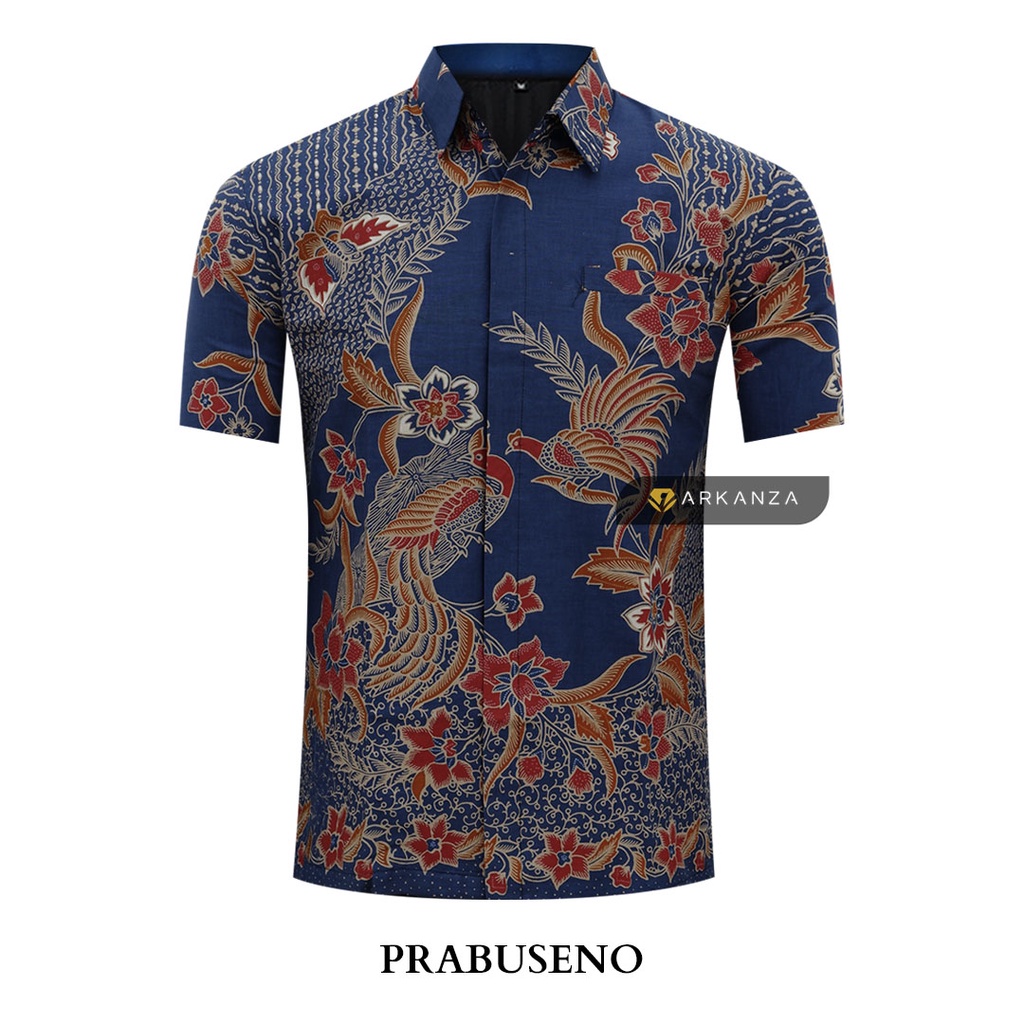 BATIK ARKANZA Motif PRABUSENO Hem Atasan Kemeja Baju Batik Pria Cowok Laki Laki Slimfit Full Lapis Furing Lengan Panjang Lengan Pendek Original Asli