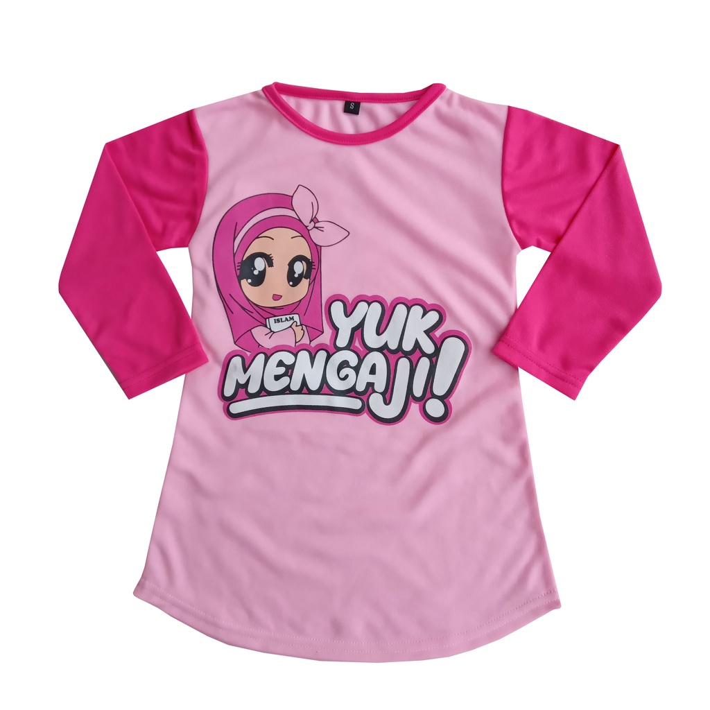 Baju Tunik Muslim Anak Perempuan Usia 1-10 tahun (S-M-L-XL-XXL) - Kaos Muslim Anak - Atasan Anak - Baju Anak - Kaos Anak Perempuan