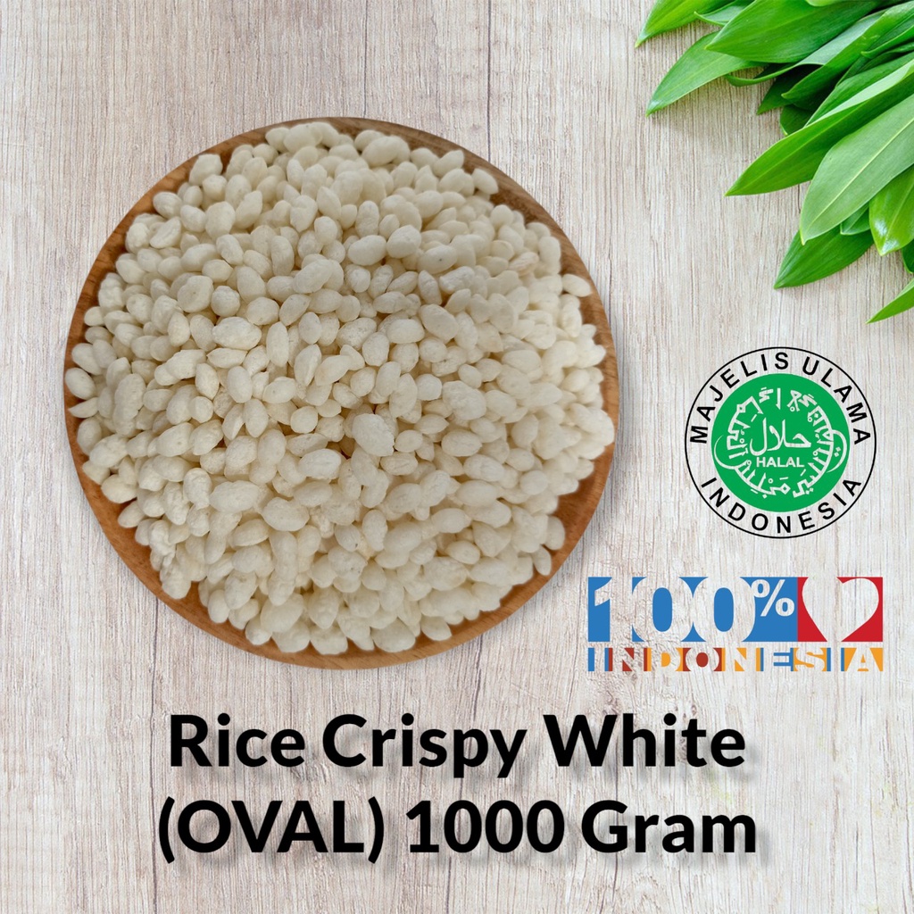 Rice Crispy White (Oval/Round)  Krispi Beras Putih (Lonjong/Bulat) Premium