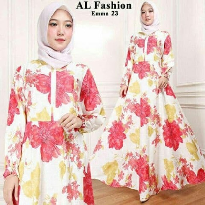 Fashion Muslim Baju Gamis Busana Muslim 121017 GAMIS WANITA EMMA 23 (MERAH)
