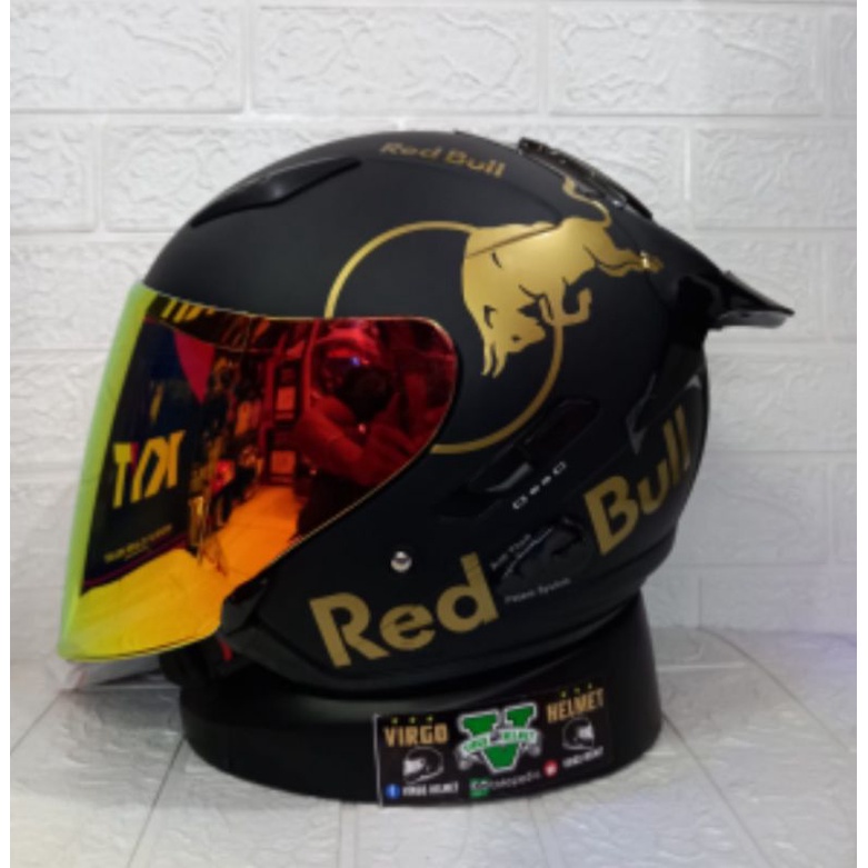 KYT HELM GALAXY FLAT R SOLID BLACK MATT PAKET GANTENG REDBULL SNI DOT (ongkir termurah 2kg)-7