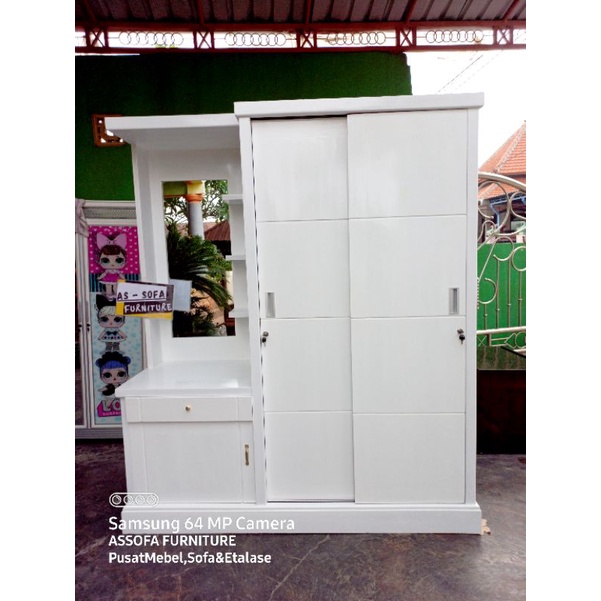 Lemari Jati Deco Putih + Meja Rias