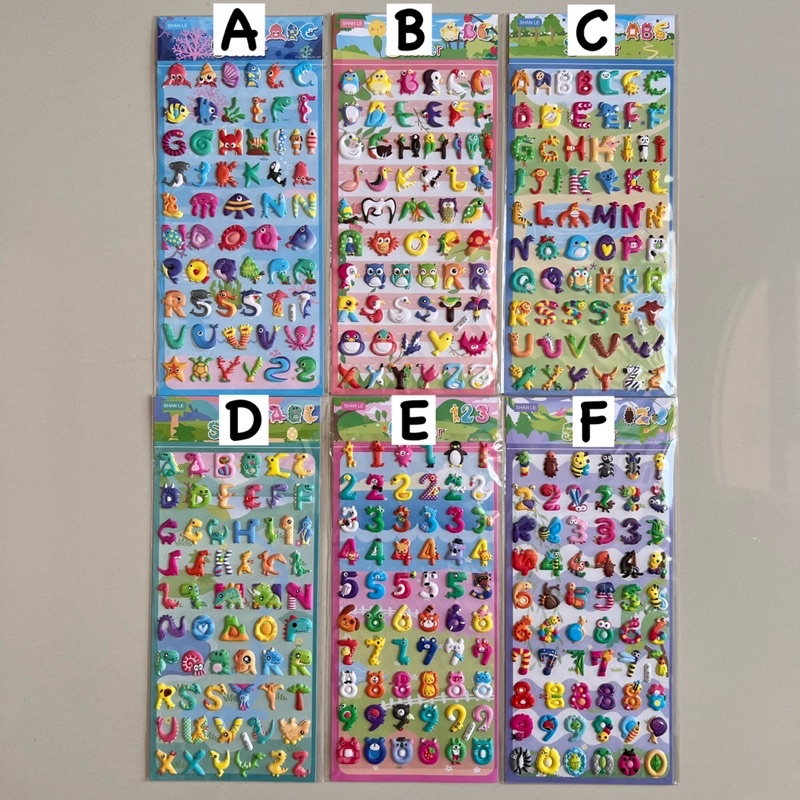 

Stiker Timbul Lucu Motif Alphabet Angka Animals