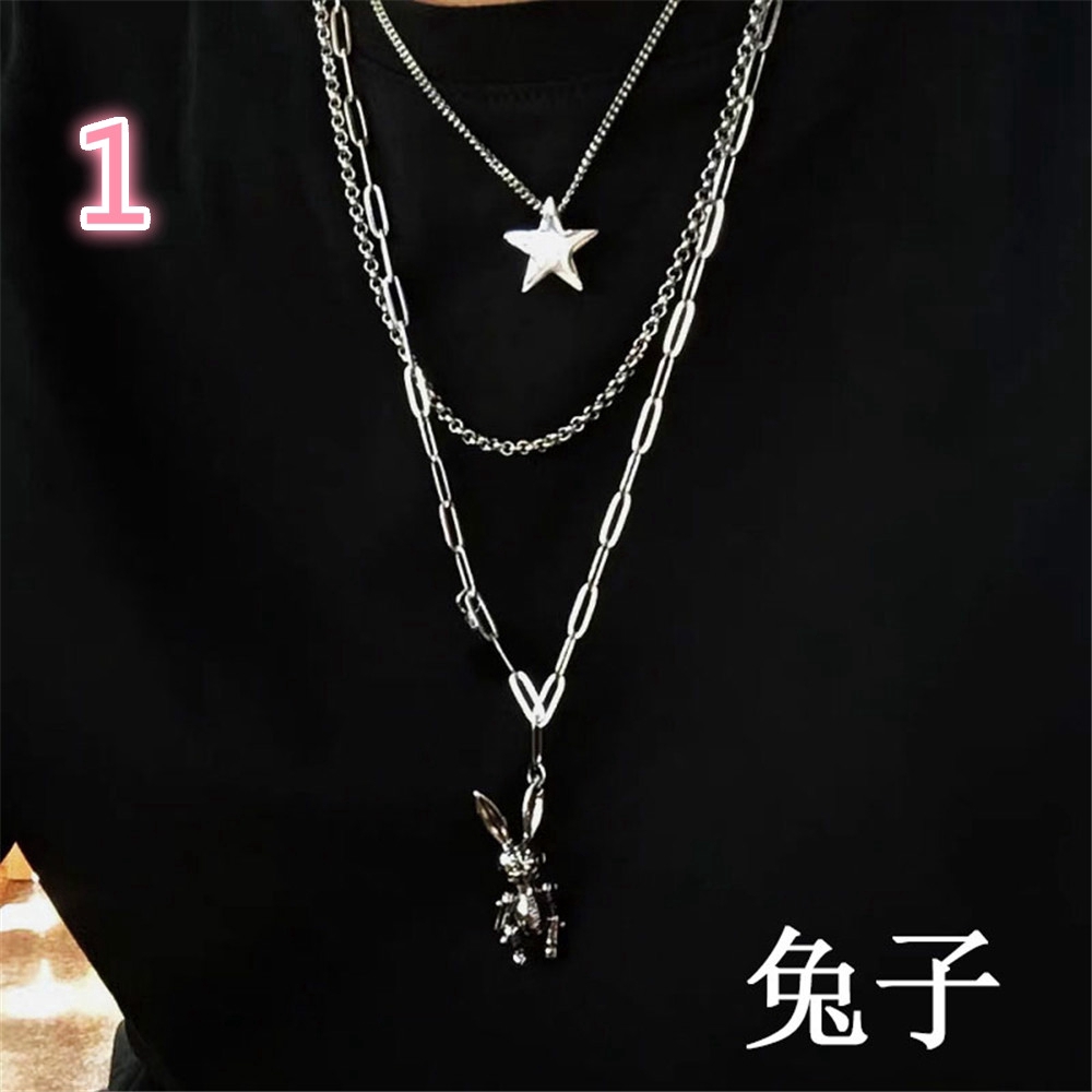 【COD Tangding】2pcs/set Rabbit Bear with Stars Necklace Cool Boy Girl Accessory Jewelry