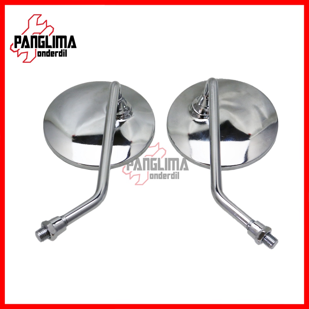 Spion Mini Bulat Model Vespa Drat Honda &amp; Yamaha Sepion-Kaca-Cermin-Kiri-Kanan-Pendek Besi-Set Beat-Vario-Scoopy-Spacy-Revo-Grand-Supra-Mio-X-Ride