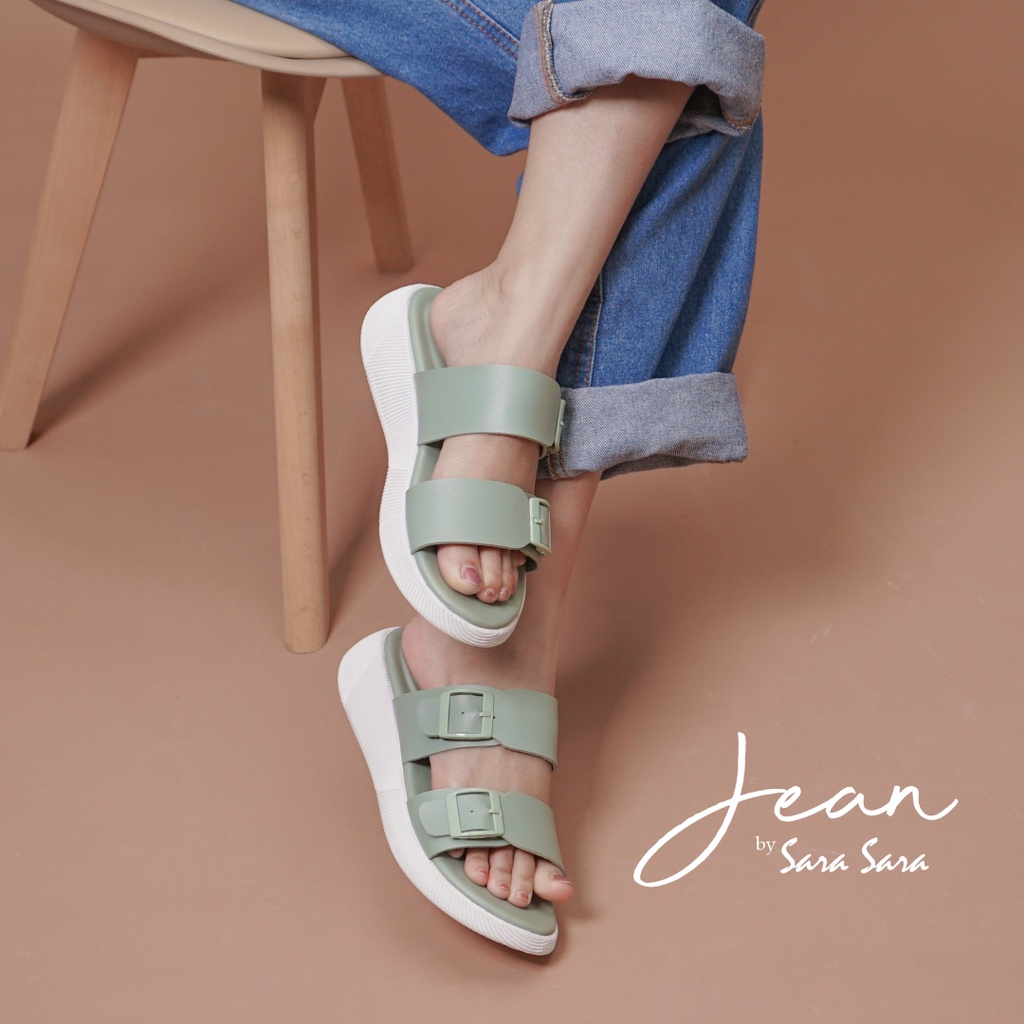 SARASARA JEAN Size 36-40 Sandal Selop Casual Wanita Sendal Slop Cewek Dua Ban Sandal Platform Wanita