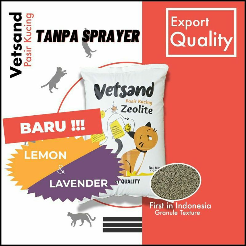 VETSAND Pasir Kucing Wangi LAVENDER DAN LEMON 20KG Catlitter gumpal granule termurah