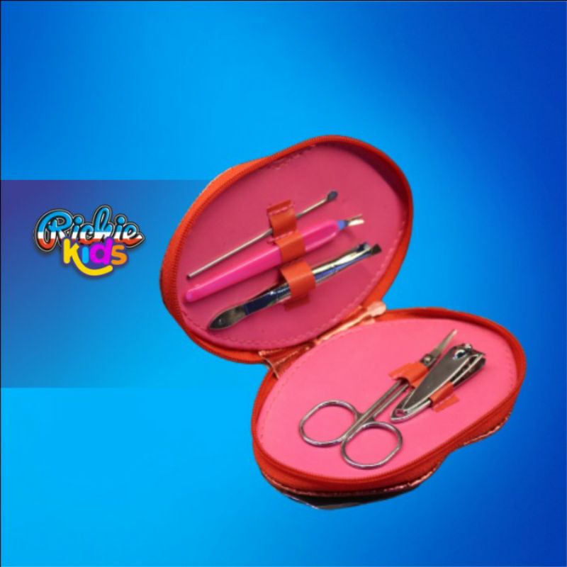 Nail Art Gunting Kuku Set Manicure Kecantikan 5 In 1 Dompet Kiss Pink