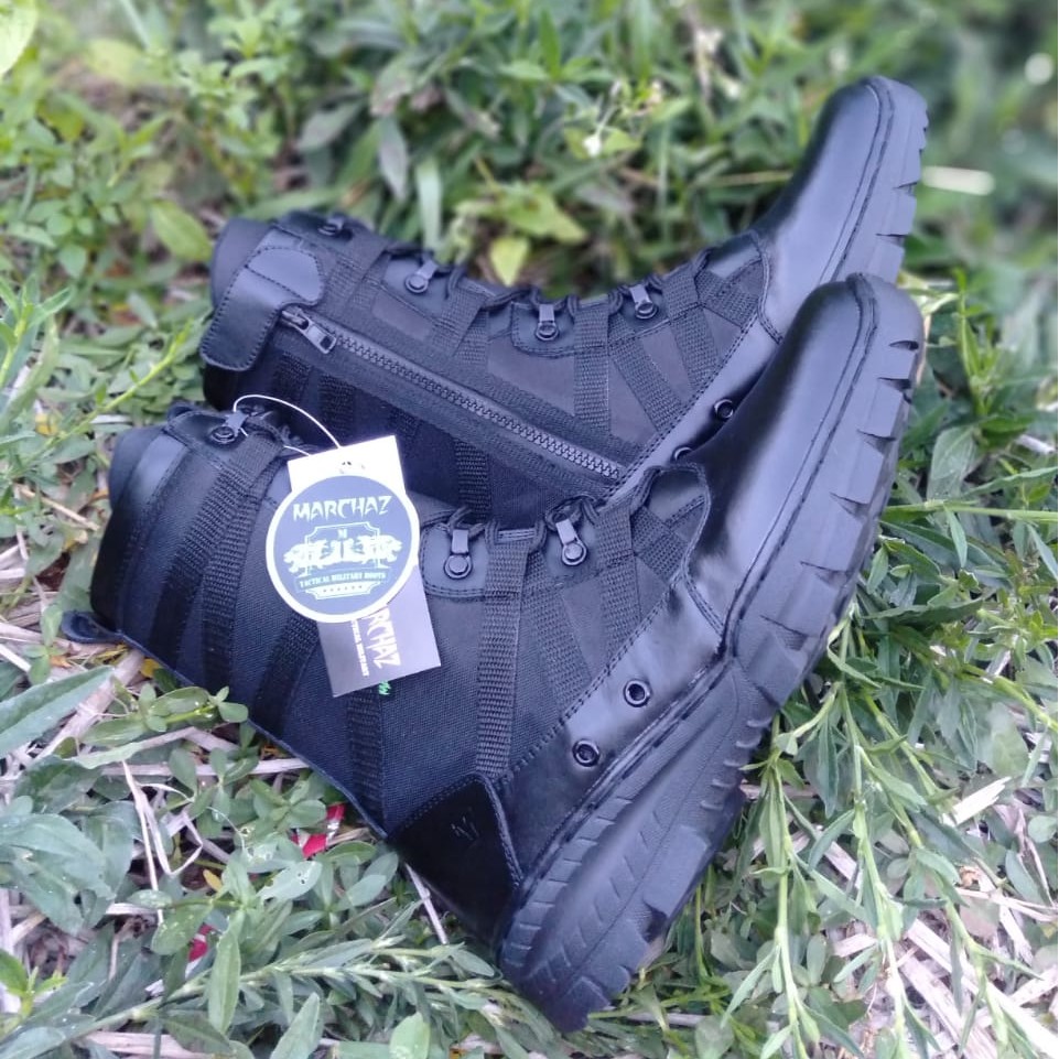 Sepatu PDL Ninja Kulit Asli Merk MARCHAZ Sepatu PDL Tni Polri Security Satpam Sepatu Boots Pria