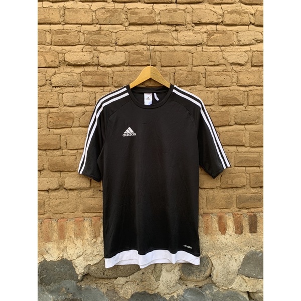 baju kaos olahraga adidas hitam putih size fit L second bekas preloved thrift murah lengan pendek sh
