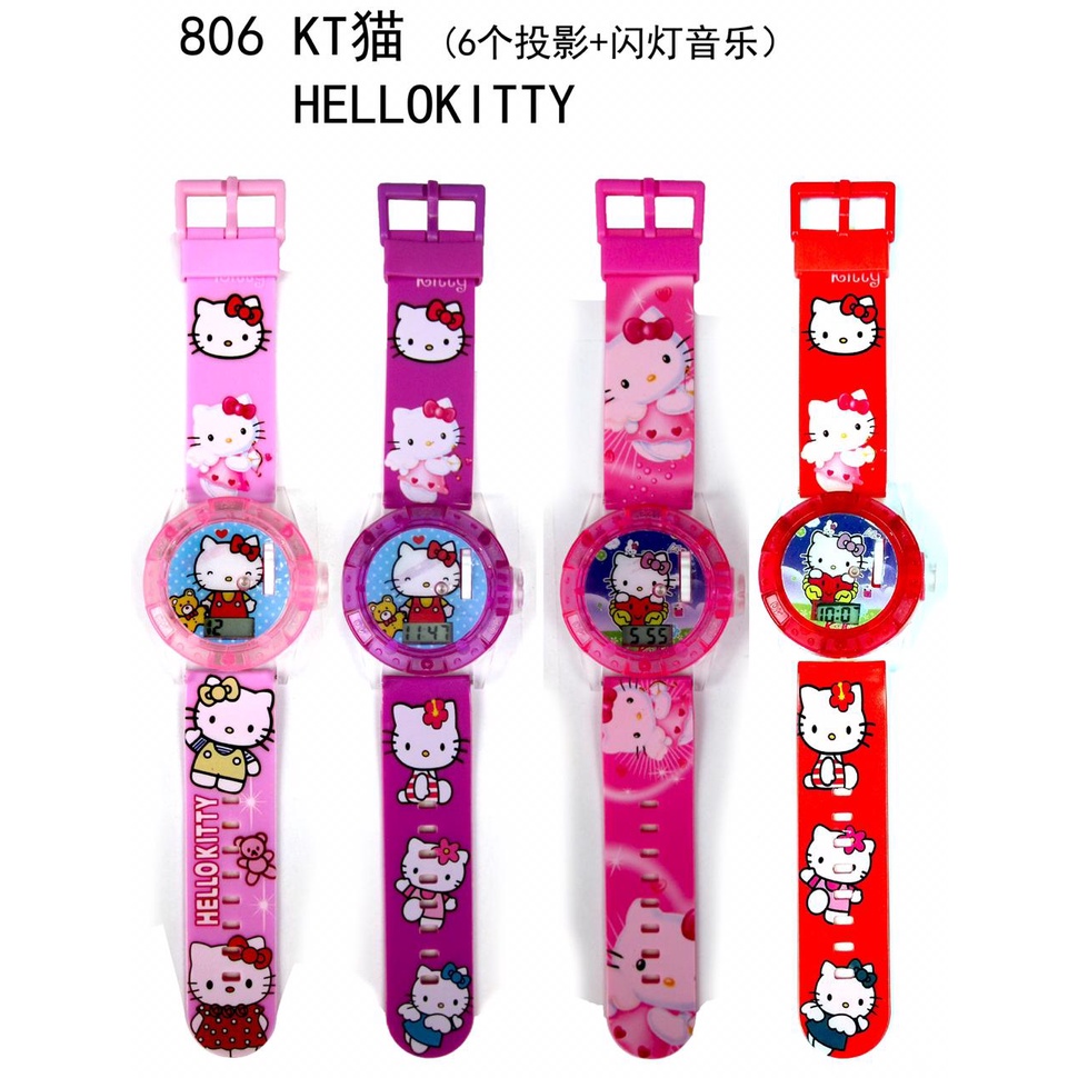 Jam Tangan Anak Melody Laser Proyektor Digital Hello Kitty