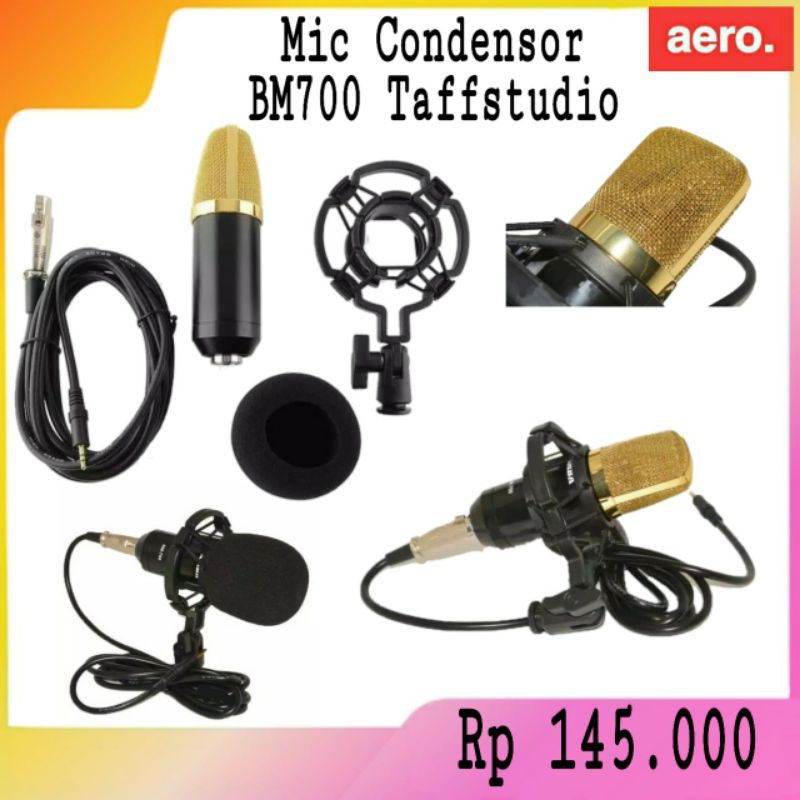 Mic Condenser BM700 Taffstudio Original Microphone untuk rekaman karaoke suara jernih kualitas bagus