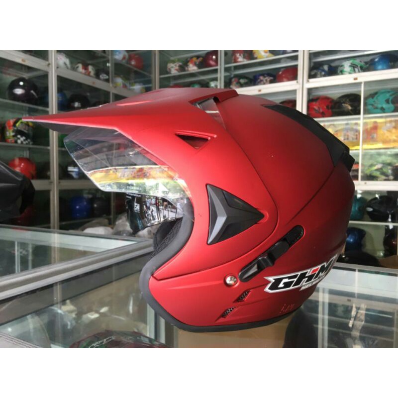 Helm semi cross DV polos termurah model cross MDS stabilo DOFF