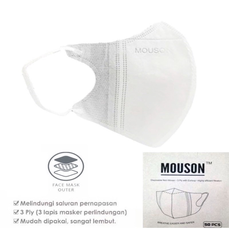 Masker Duckbill Mouson Hitam Putih 50 Pcs