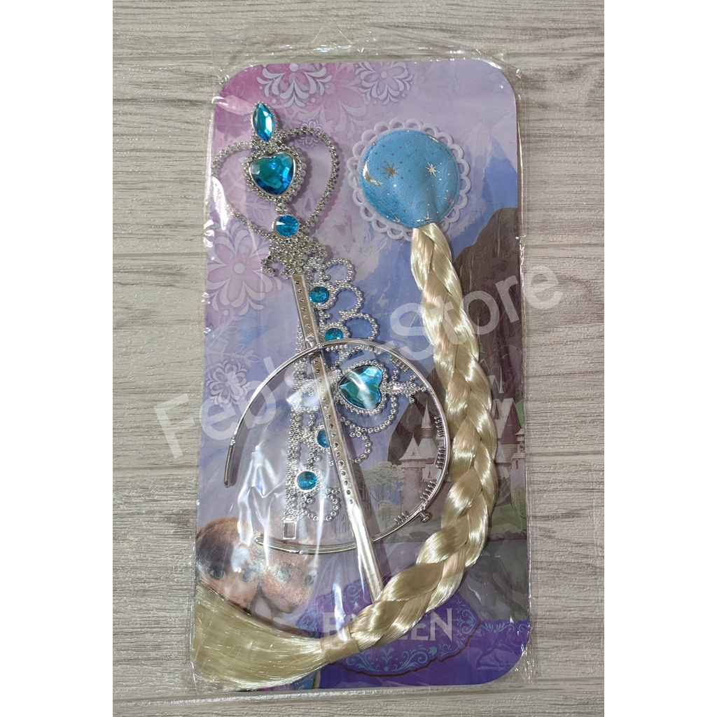 AKSESORIS FROZEN TONGKAT FROZEN 3 IN 1 ( AKSESSORIES MAHKOTA + RAMBUT + TONGKAT )