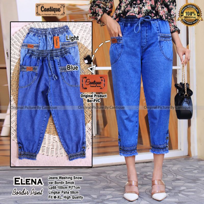 elena bordir pant celana baggy jeans wanita by cantique