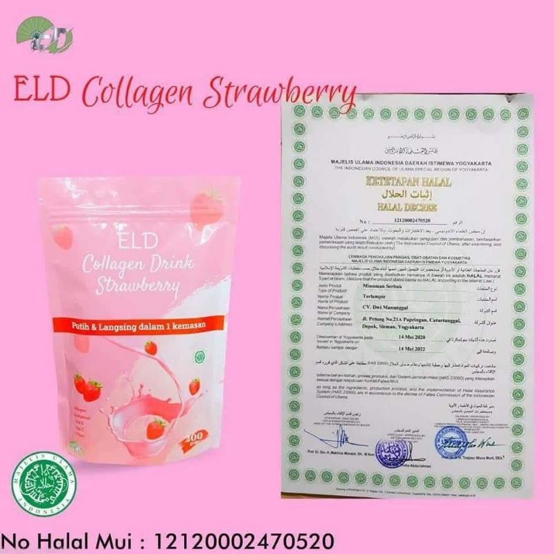 MINUMAN ELD COLLAGEN DRINK BPOM MURAH PEMUTIH &amp; PELANGSING DALAM 1 KEMASAN