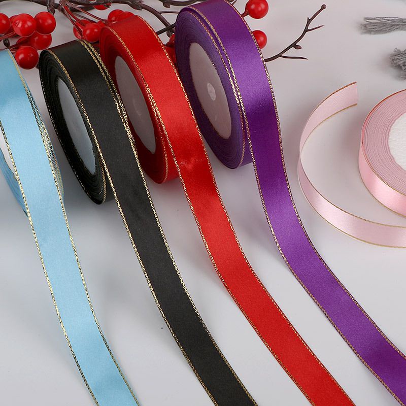 PITA WARNA WARNI SATIN LIST GOLD MEWAH  1 GULUNG 22 M
