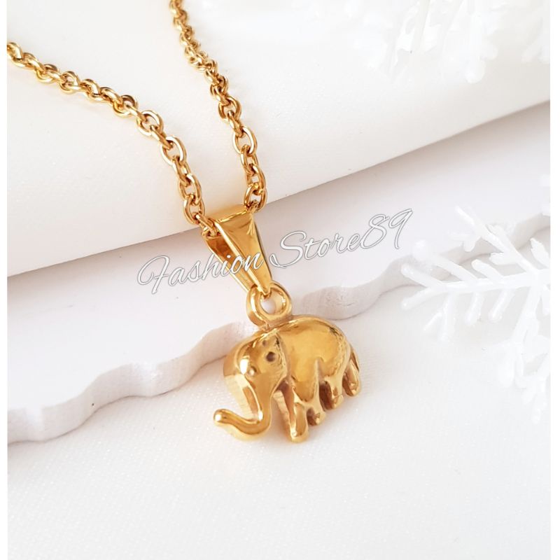 Kalung Titanium Gajah Gold Antikarat Premium kalung Liontin Gajah Titanium Kalung elephant Impor Bestquality