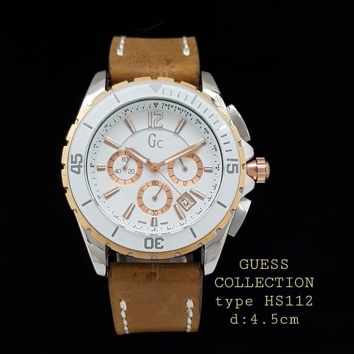 Jam Tangan Pria Guess Collection GC HS 112 Chronograph Tanggal Tali Kulit