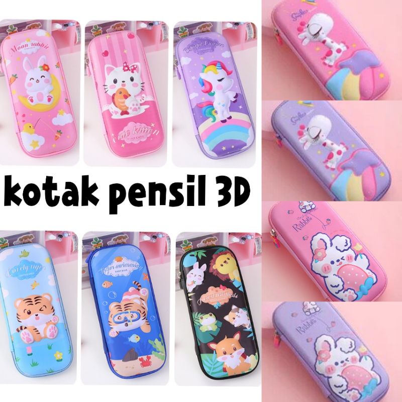 kotak pensil timbul/tempat pensil 3d timbul kartun perempuan/lakilaki