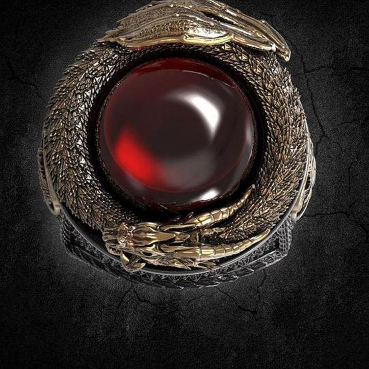 Big sale FVM63 Cincin Naga Phoenix 3D Batu Ruby Merah Fashion Pria Masakini FVM
