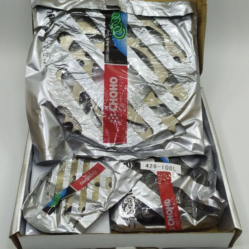 Choho Gear Paket Set Vega ZR Vega RR Jupiter Z115 Robot Force Fi 15T/40T 428-108L Gear Depan Belakang dan Rantai-4