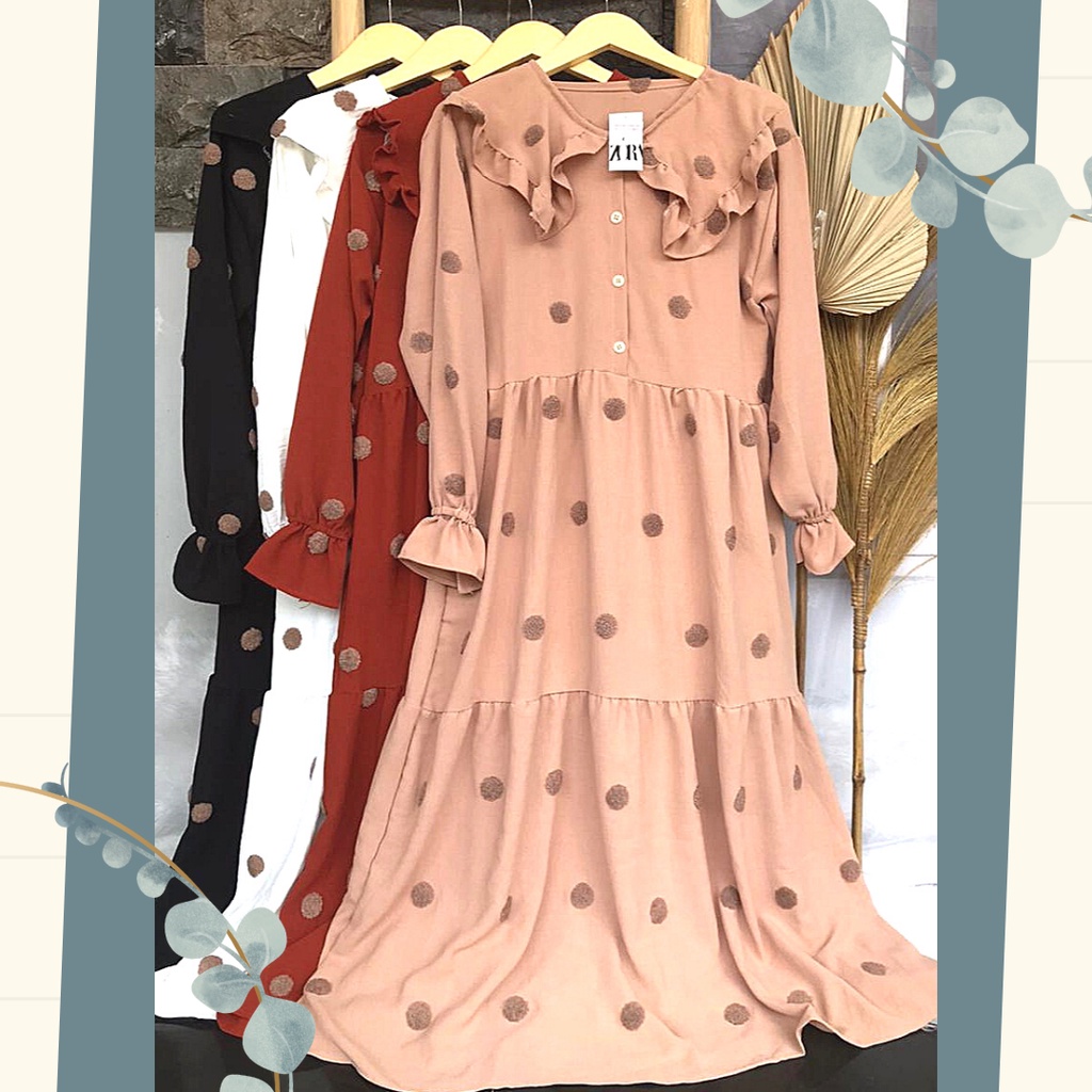 Gamis Midi Dress Dres MAXI Rubiah Rubie Crinkle Cringkle ORIGINAL Middi Bahan Airflow  MOTIF TIMBUL 