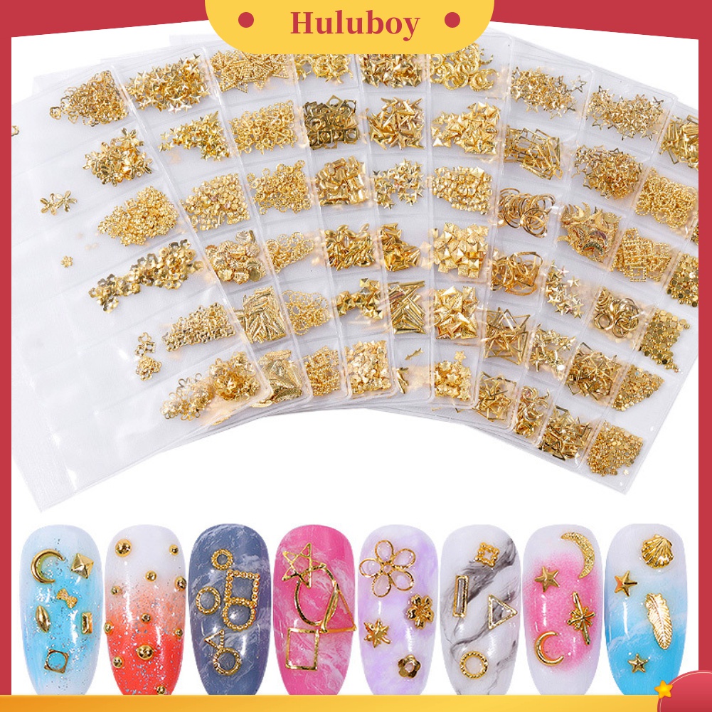 Huluboy Huluboy♡ Hiasan Kuku Bentuk Bulanbintang Hollow Bahan Metal Untuk DIY Nail Artmanicure