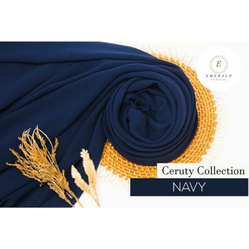 SETENGAH METER Kain Sifon Ceruty Tile Premium  - Navy ( HARGA PER 50cm KAIN )