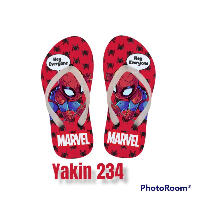 sandal jepit karakater Marvel merah