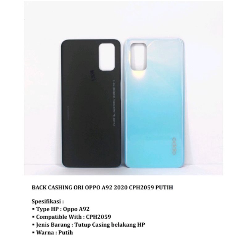 BACK DOOR KESING CASING BACK CASING OPPO A92 2020 ORIGINAL