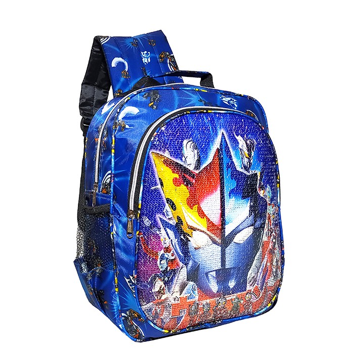 TAS RANSEL SEQUIN / USAP 2 GAMBAR KARAKTER SPIDERMAN - ULTRAMAN ANAK SEKOLAH TK / SD